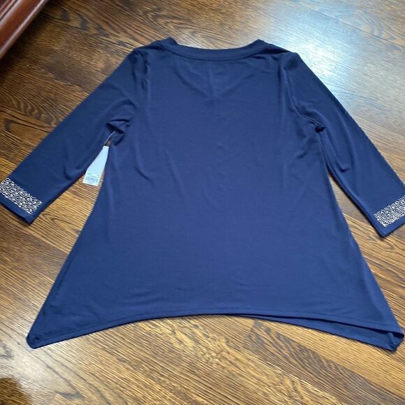 NWT Croft & Barrow Navy Blue Dazzle Blouse - Size Small - Picture 7 of 7